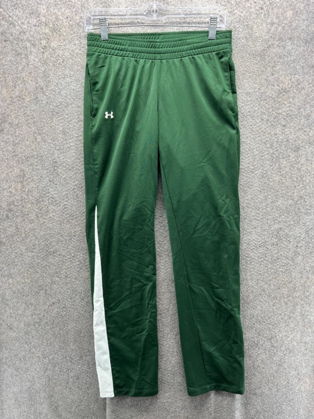 Under Armour Track Pants Mens Small Green Knit Elastic Waist HeatGear Athletic